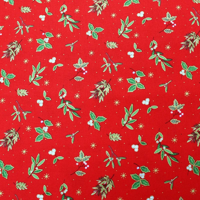 Red Christmas Cotton - Mistletoe and Wine