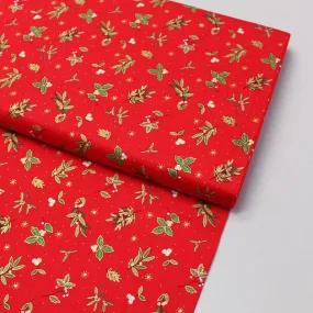 Red Christmas Cotton - Mistletoe and Wine