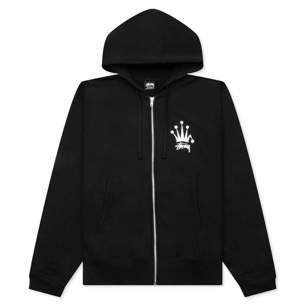 Regal Crown Zip Hoodie - Black