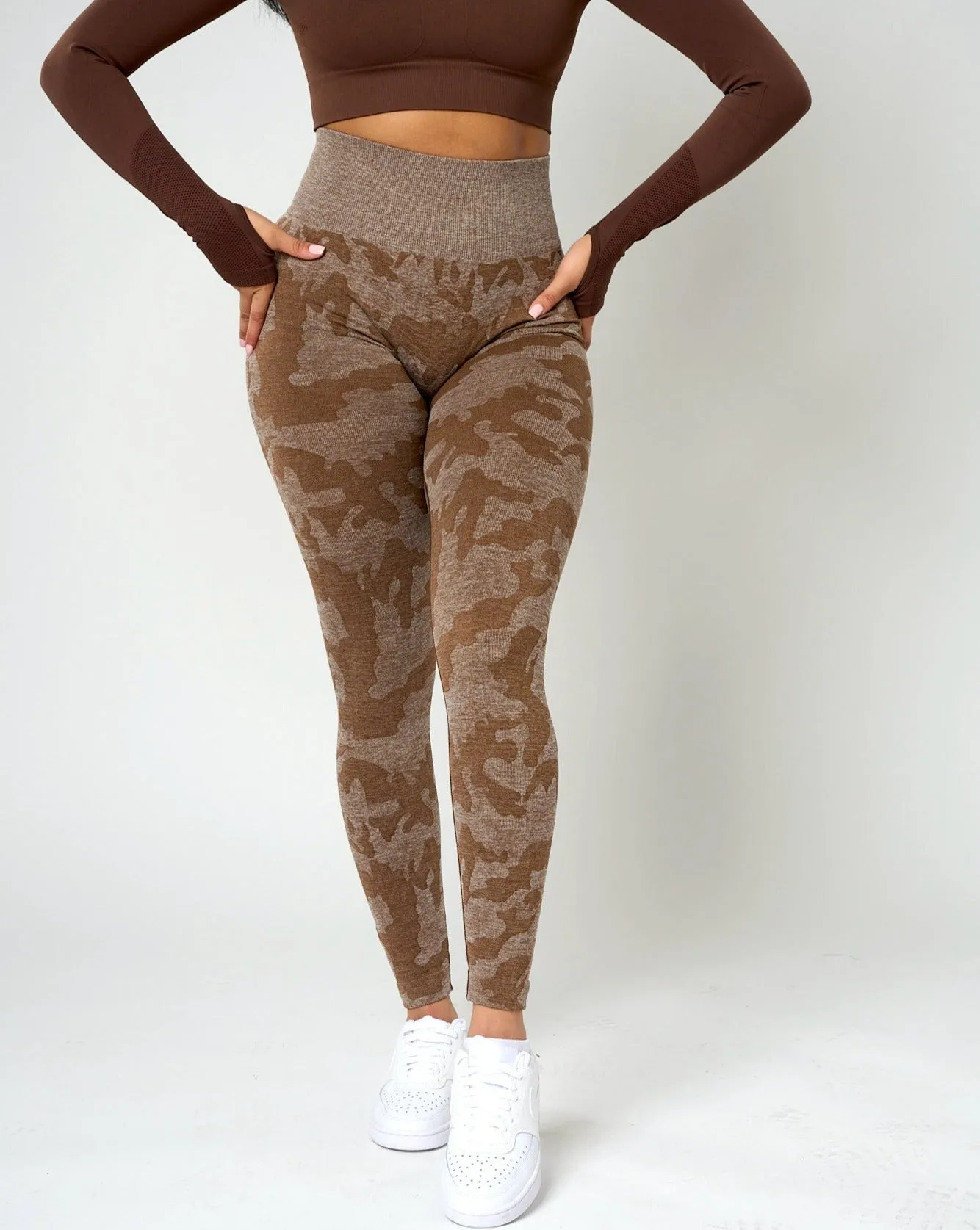 Rita Camo Seamless Leggings - Mocha