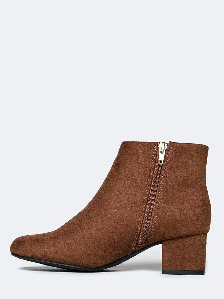 Round Toe Zip Ankle Boots