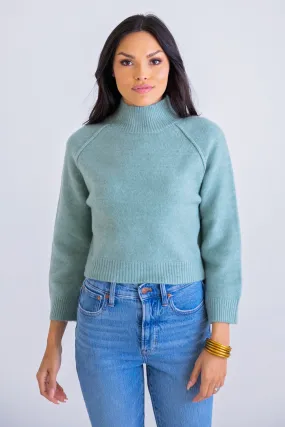 Sage Mixed Yarn Mock Sweater