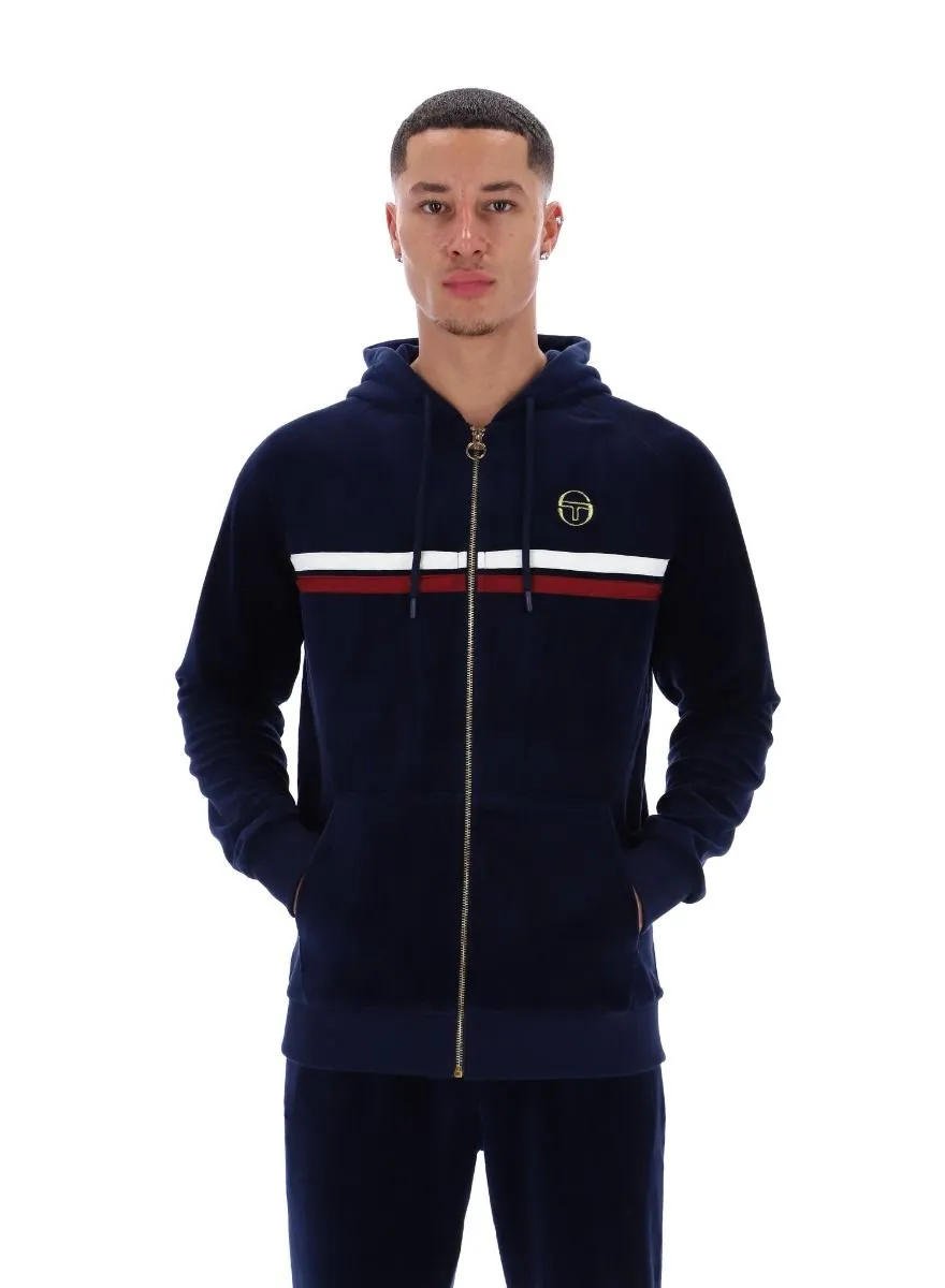 Sergio Tacchini Dallas Velour Zip Up Hoodie Maritime Blue