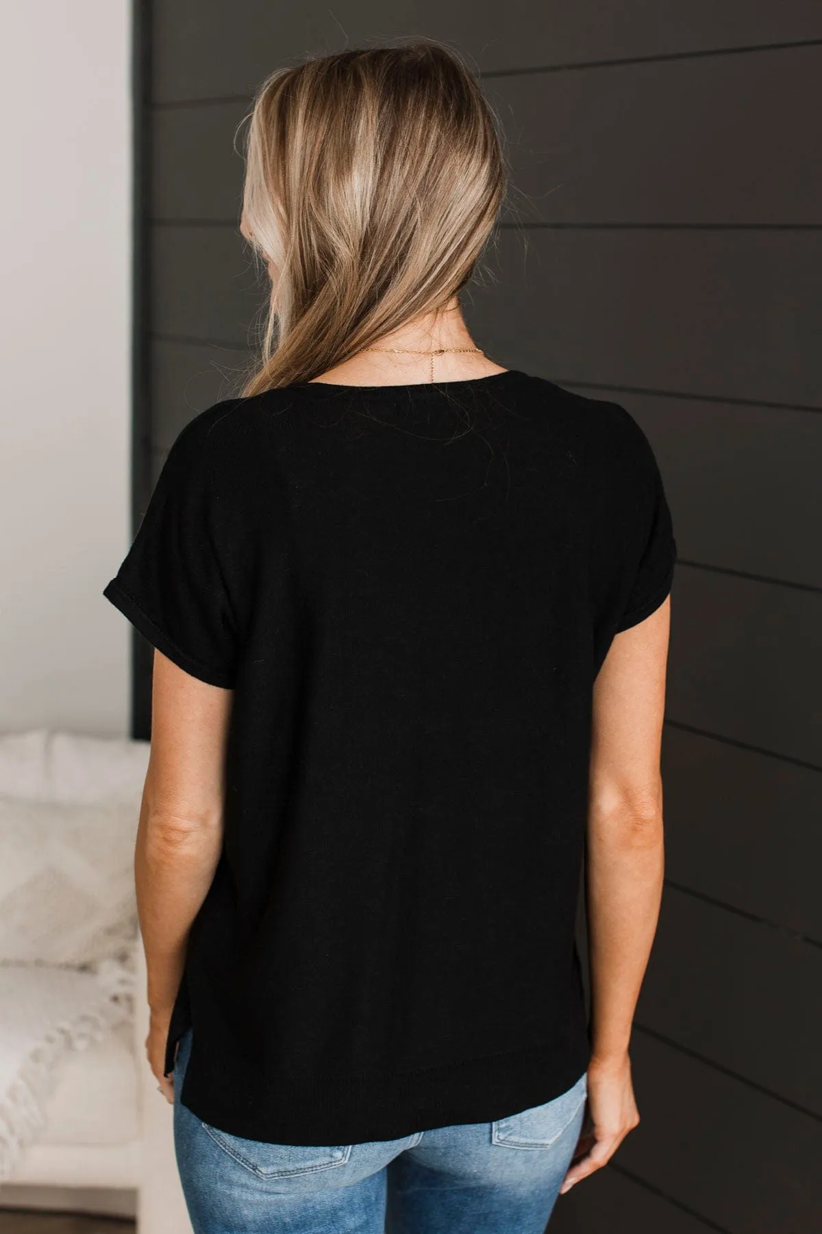 Simply Flawless V-Neck Top- Black