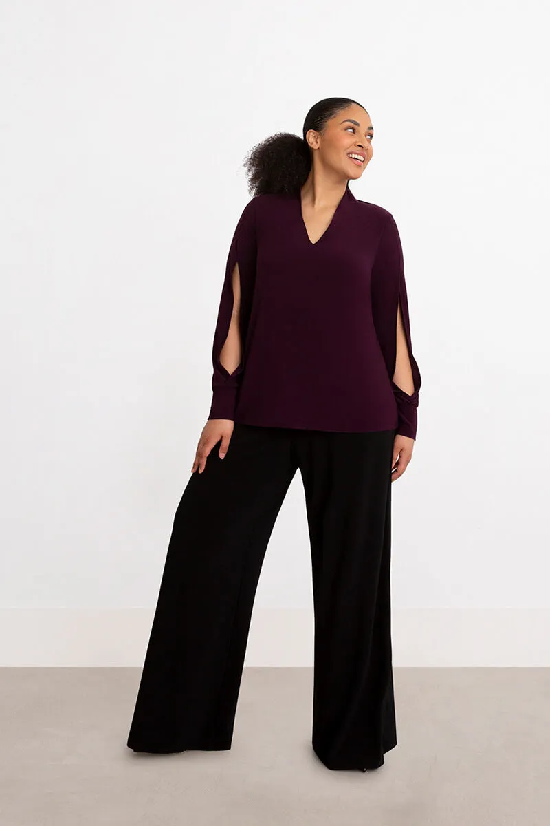 Split Sleeve V-Neck Top | Plum