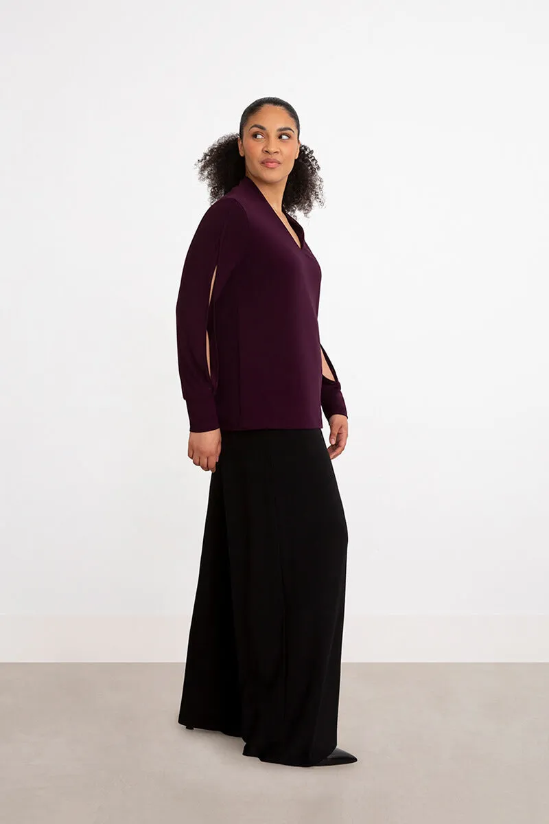 Split Sleeve V-Neck Top | Plum