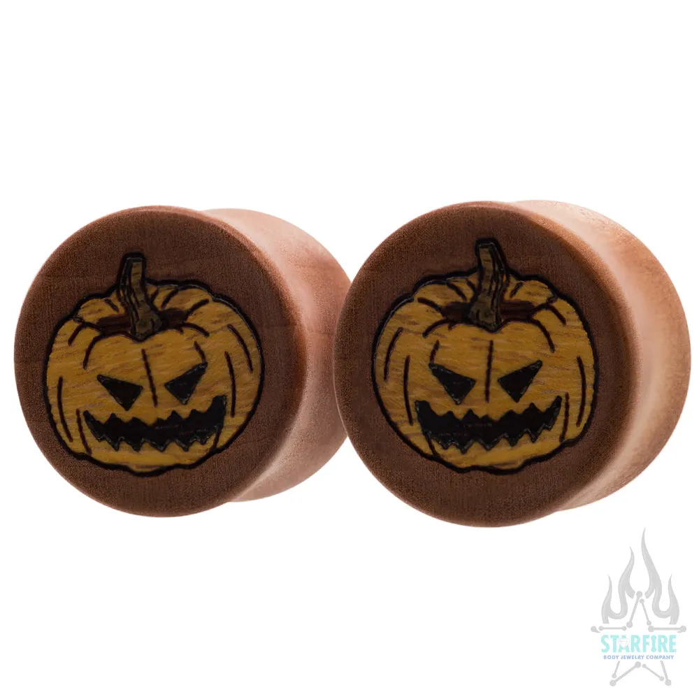 Spooky Pumpkin Wood Inlay Plugs