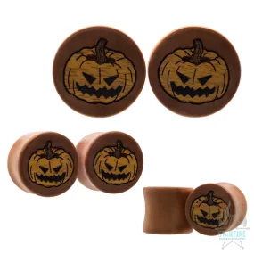 Spooky Pumpkin Wood Inlay Plugs