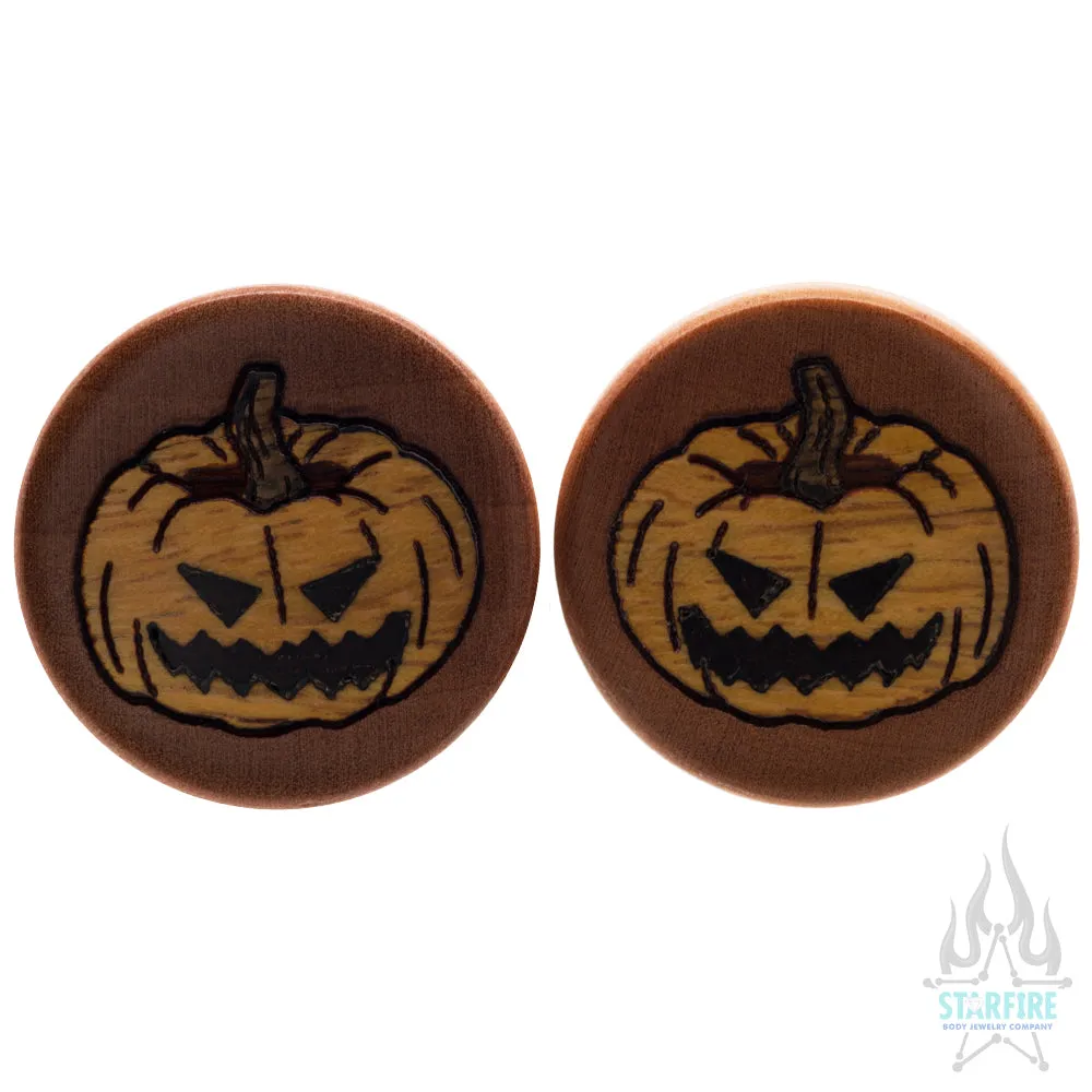 Spooky Pumpkin Wood Inlay Plugs