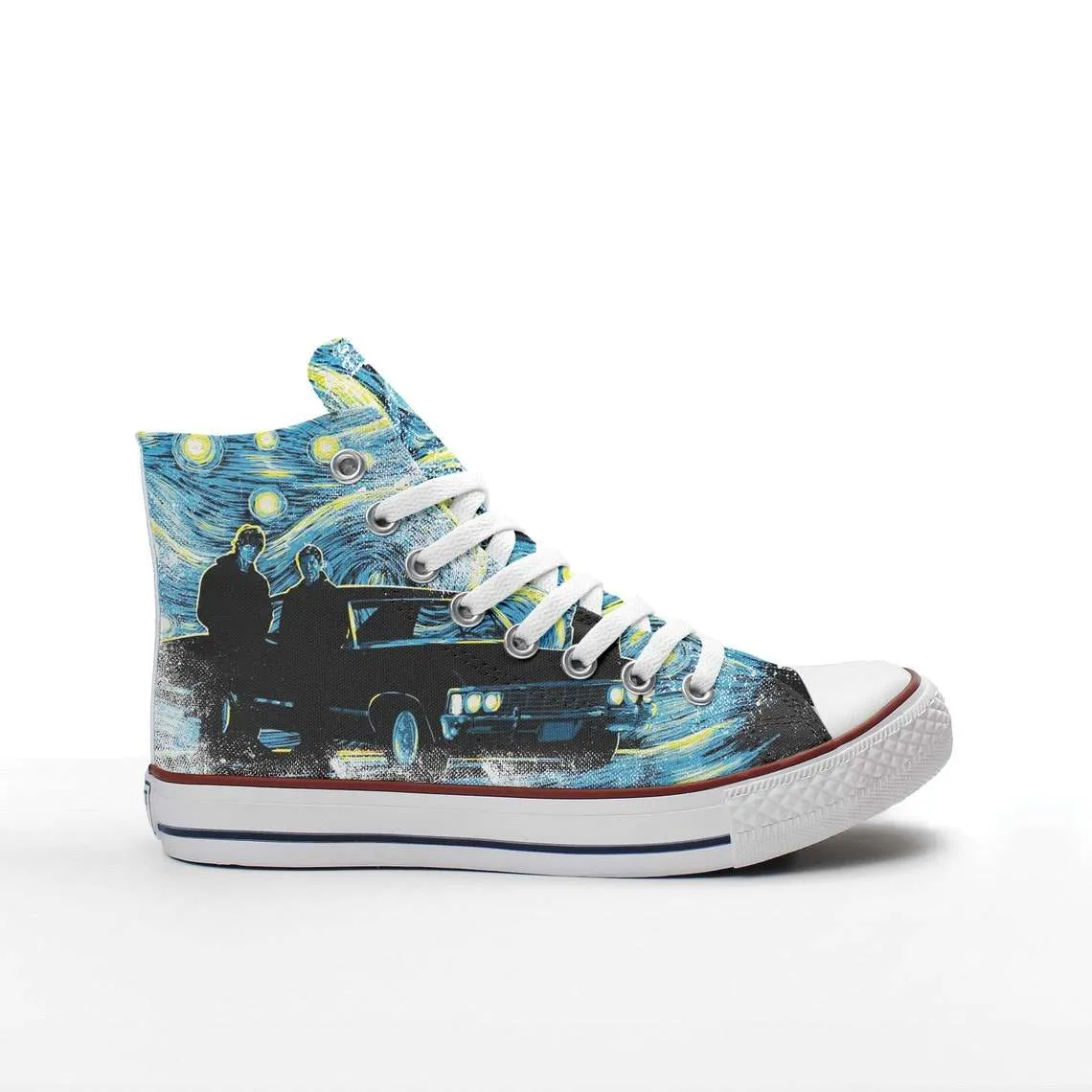 Supernatural Van Goghs Starry Night Chevrolet Impala Printed Sneakers Canvas High Top Shoes