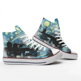 Supernatural Van Goghs Starry Night Chevrolet Impala Printed Sneakers Canvas High Top Shoes