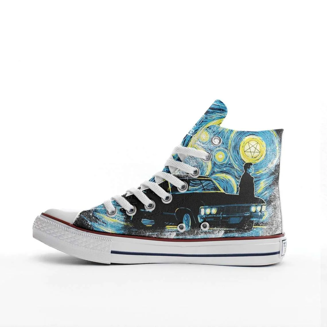 Supernatural Van Goghs Starry Night Chevrolet Impala Printed Sneakers Canvas High Top Shoes