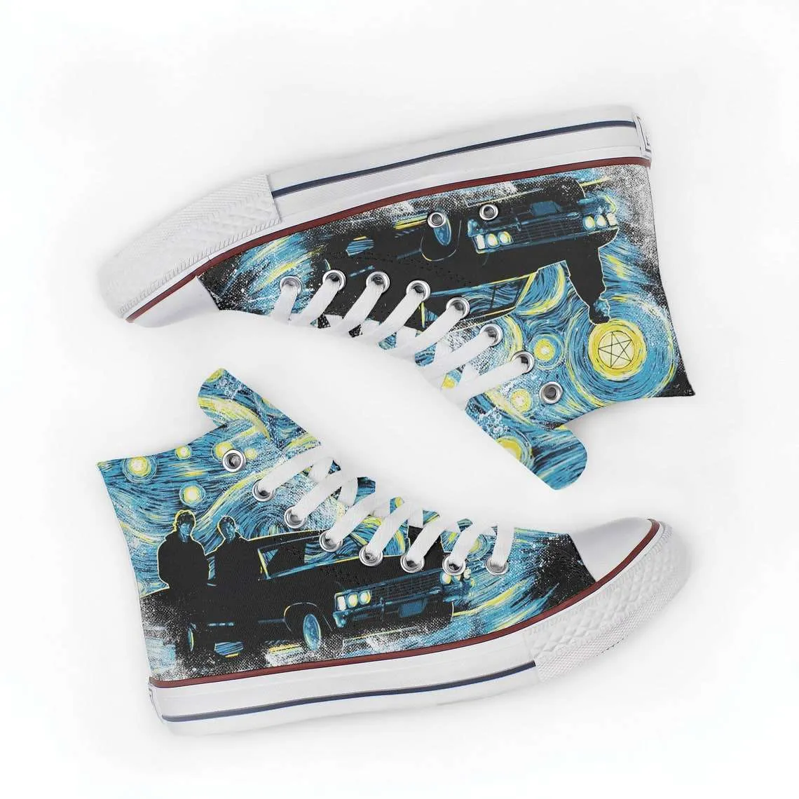 Supernatural Van Goghs Starry Night Chevrolet Impala Printed Sneakers Canvas High Top Shoes