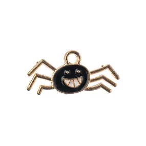 Sweet and Petite Enamel Charms, Smiling Black Spider 12x10mm (1 Piece)