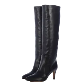 TORAL BLACK LEATHER TALL BOOTS