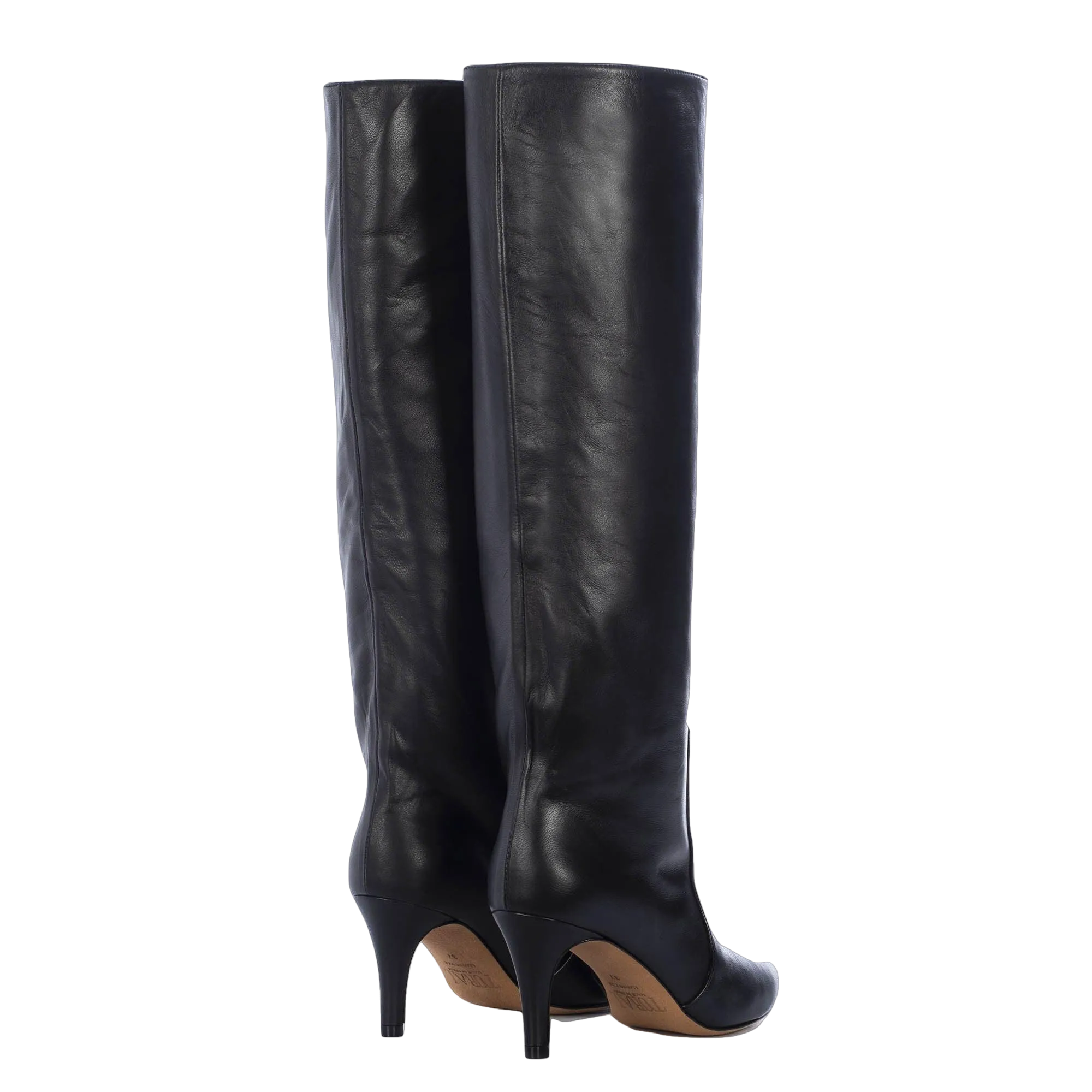 TORAL BLACK LEATHER TALL BOOTS