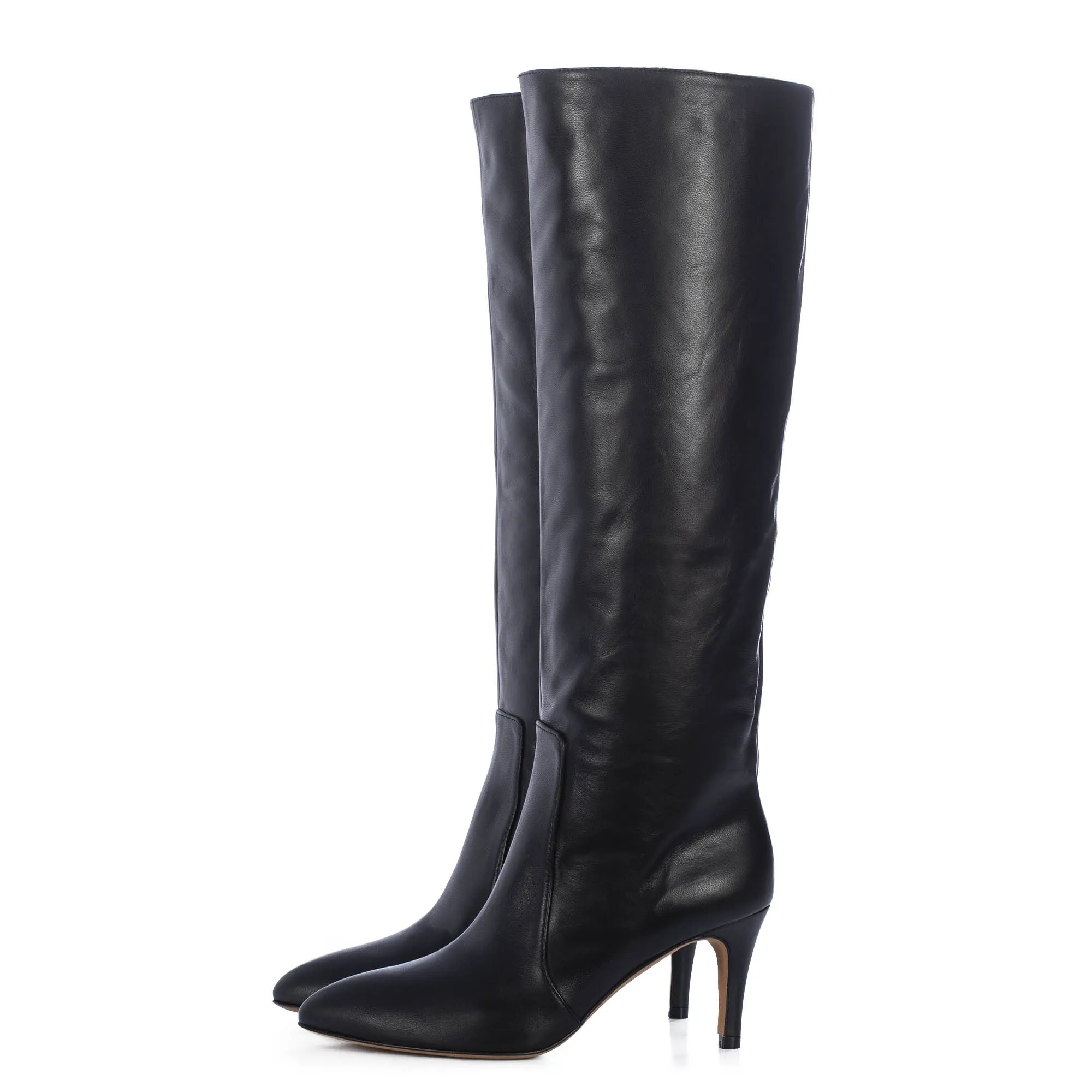 TORAL BLACK LEATHER TALL BOOTS