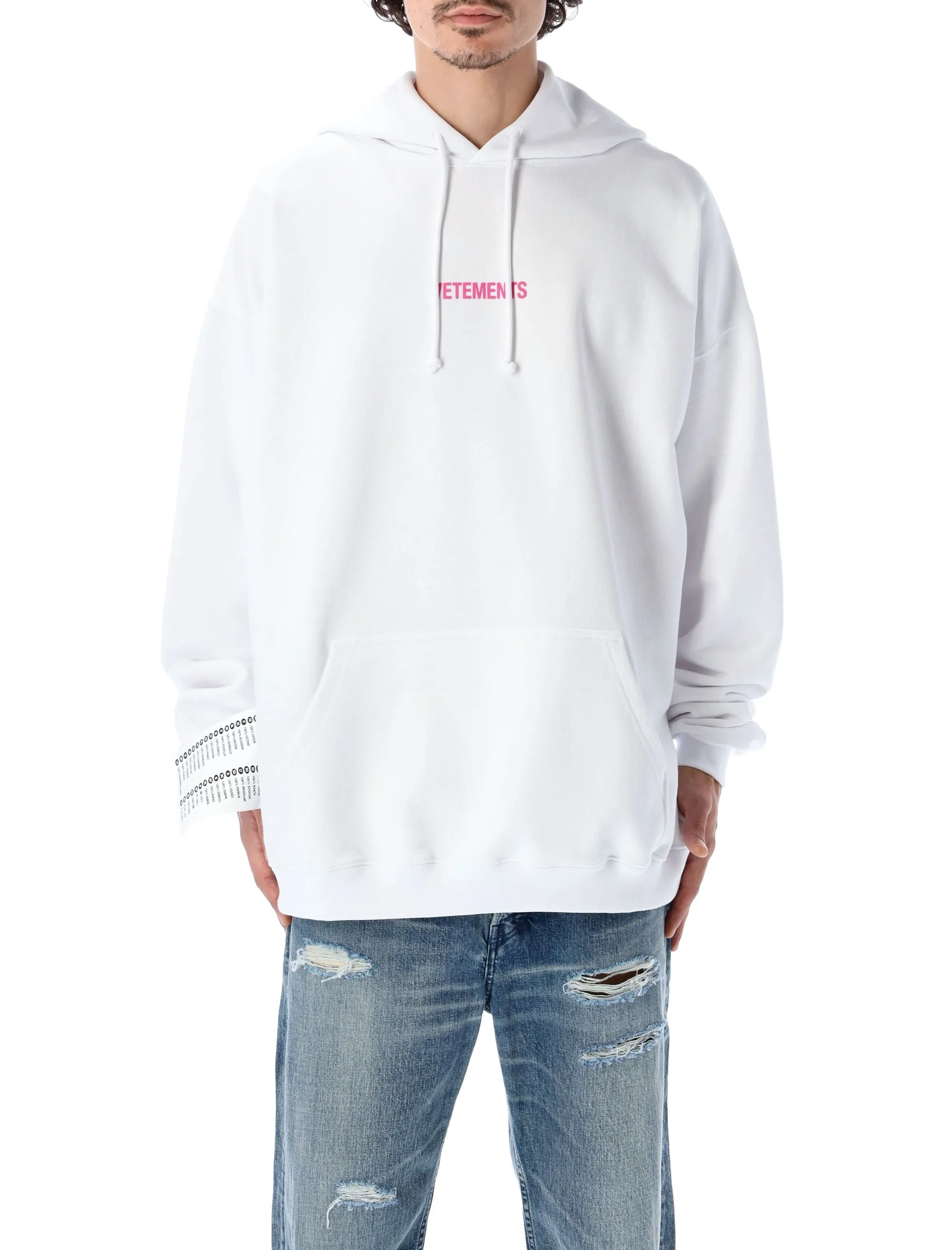 Vetements Logo Embroidered Drawstring Hoodie