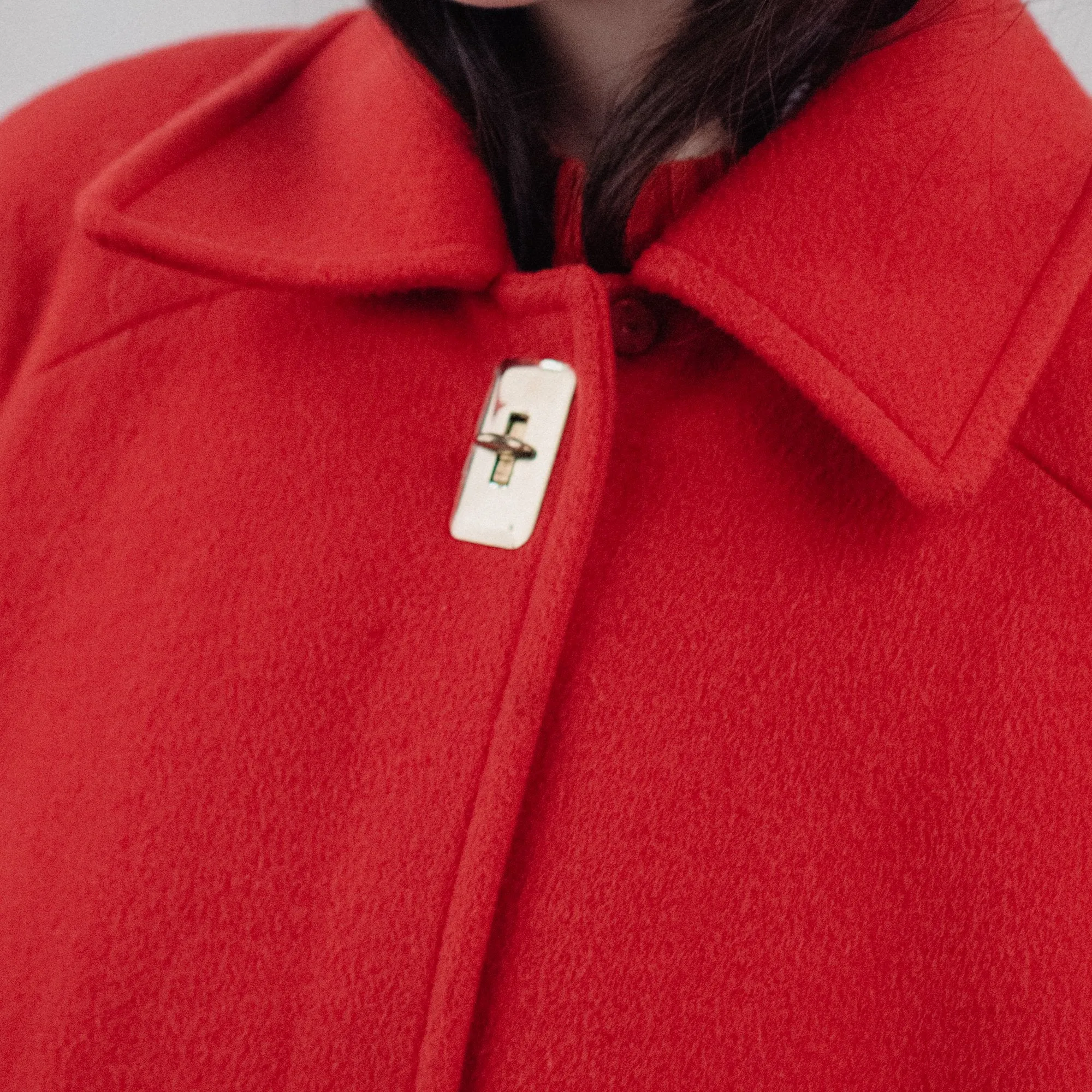 Vintage Oversized Cherry Red Wool Coat (S/M)