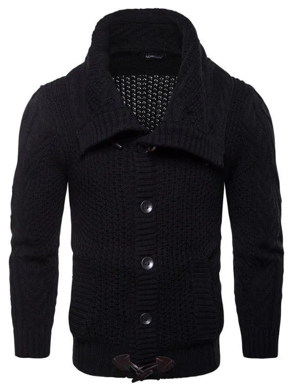 Wide Collar Men Cardigan Sweater