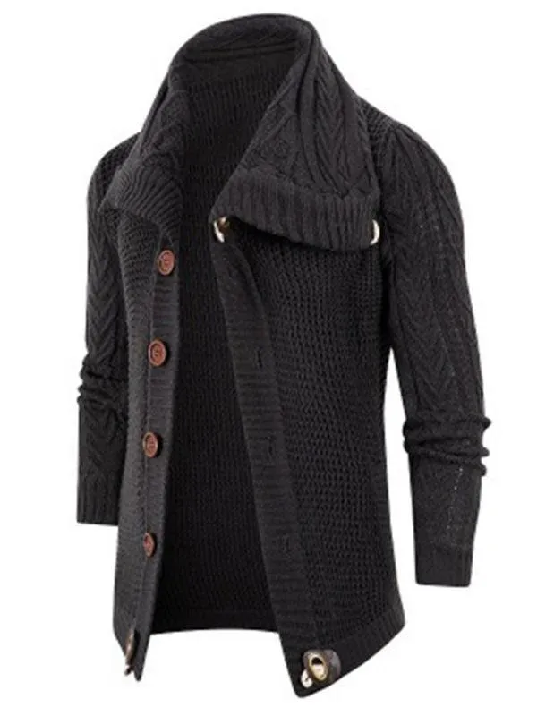 Wide Collar Men Cardigan Sweater