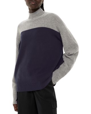 Wool Color Blocked Turtleneck Sweater