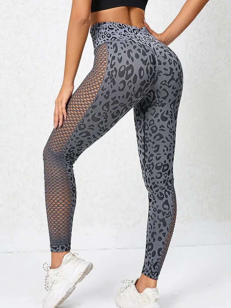 ZASUWA Female Leopard Net Scrunch Bum Seamless Leggings