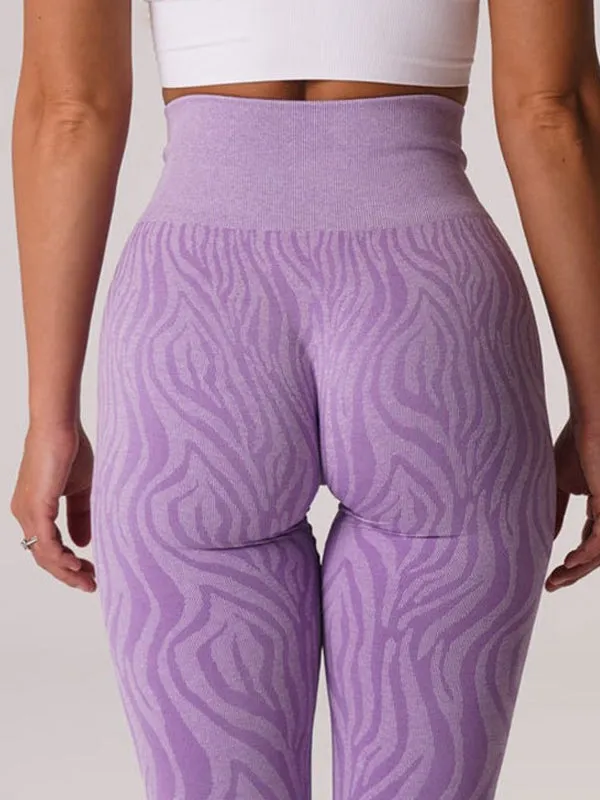 ZASUWA Female Zebra Print Scrunch Bum Seamless Leggings