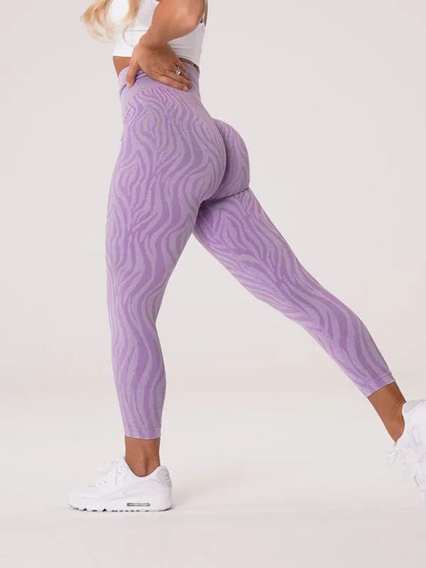 ZASUWA Female Zebra Print Scrunch Bum Seamless Leggings