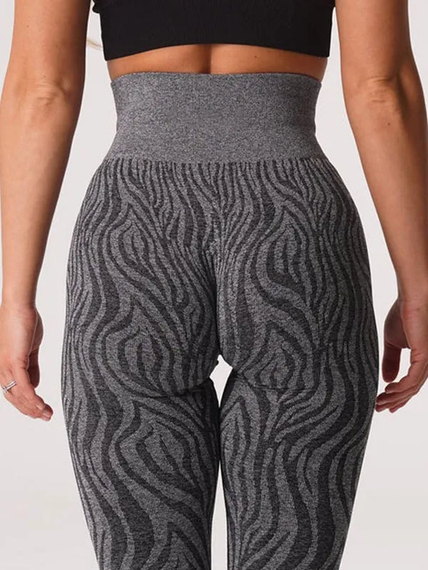 ZASUWA Female Zebra Print Scrunch Bum Seamless Leggings