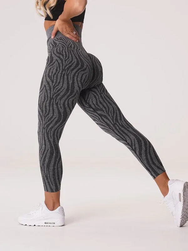 ZASUWA Female Zebra Print Scrunch Bum Seamless Leggings