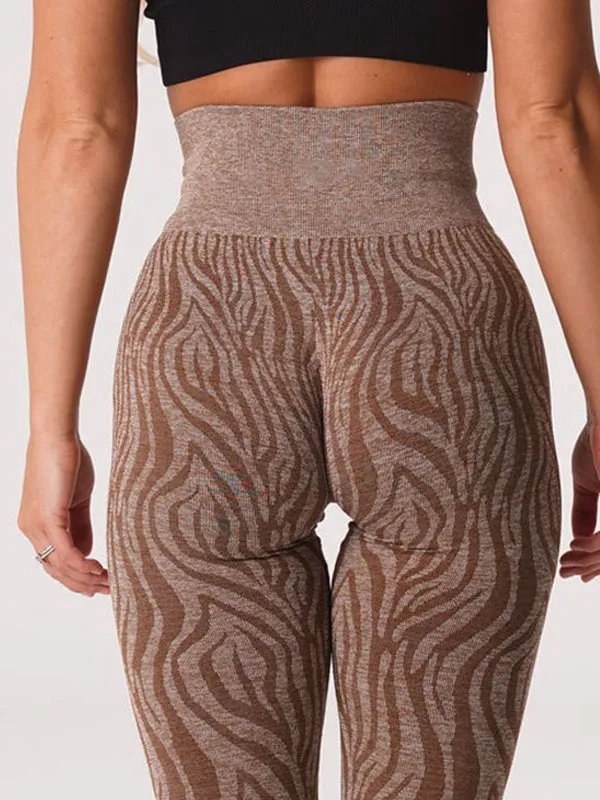 ZASUWA Female Zebra Print Scrunch Bum Seamless Leggings