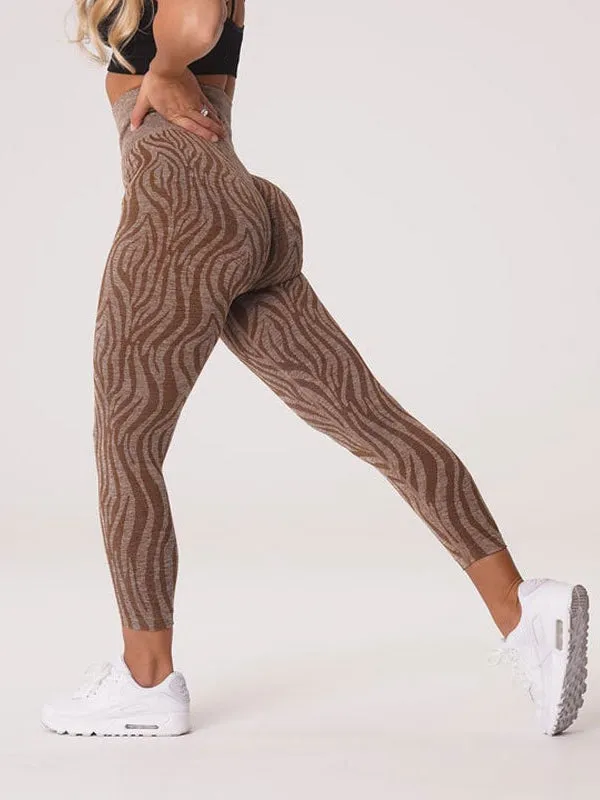 ZASUWA Female Zebra Print Scrunch Bum Seamless Leggings